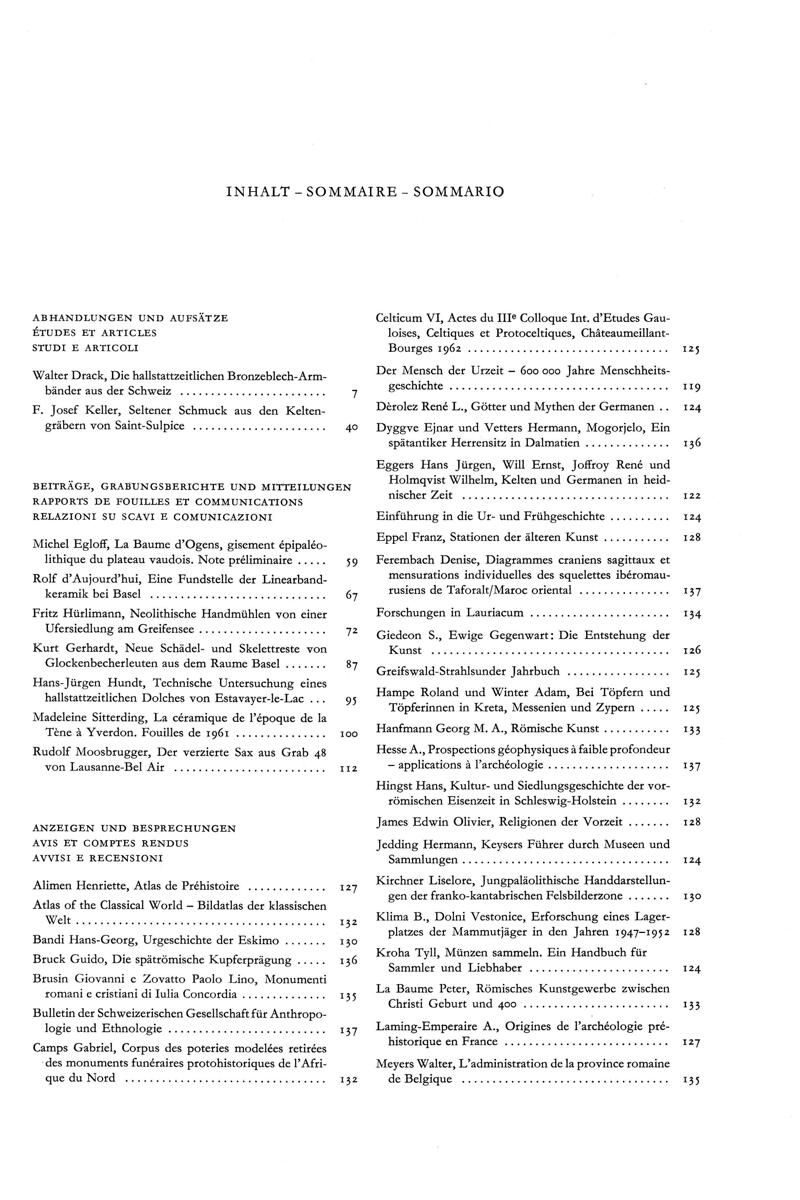 E-Periodica - Jahrbuch der Schweizerischen Gesellschaft für Urgeschichte =  Annuaire de la Société suisse de préhistoire = Annuario della Società  svizzera di preistoria (1938-1965)