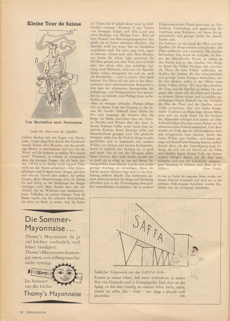 E-Periodica - Kleine Tour de Suisse/ Sädlicher Eidgenosse vor der SAFFA 1958