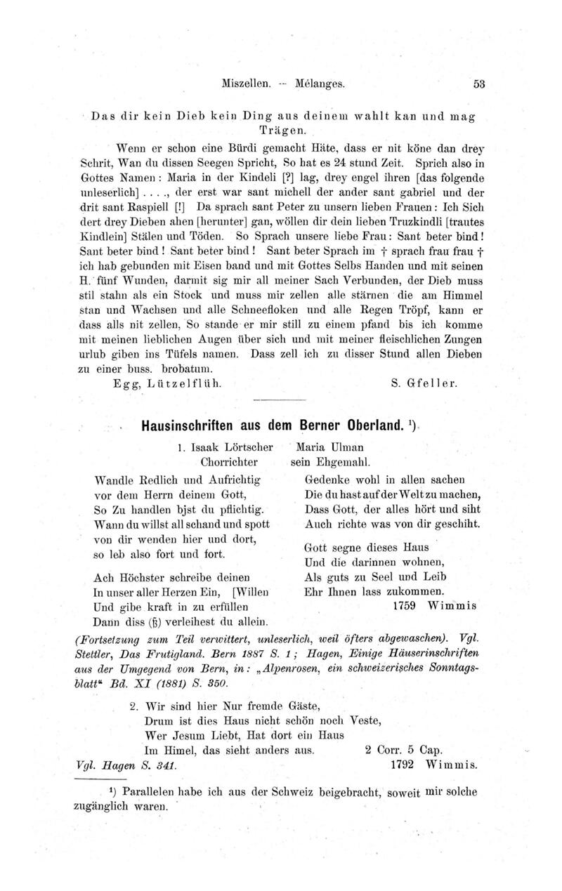 E-Periodica - Zaubermittel/ Hausinschriften aus dem Berner Oberland