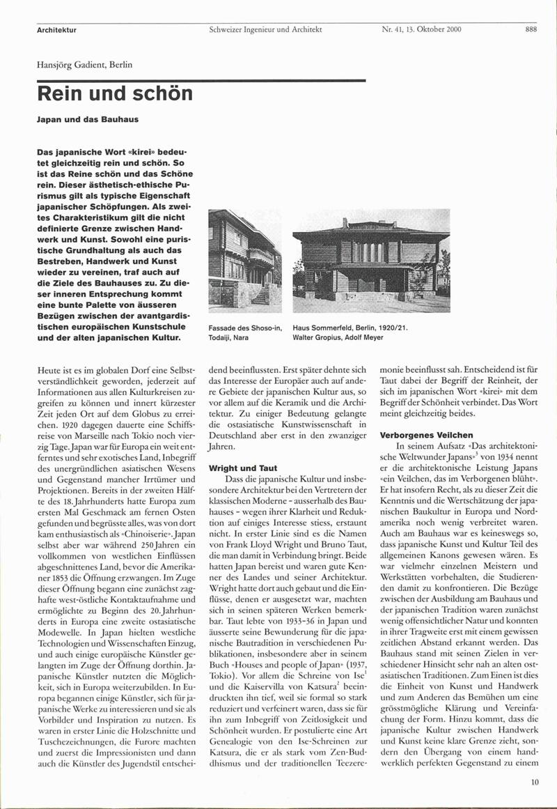 E-Periodica - Rein und schön: Japan und das Bauhaus