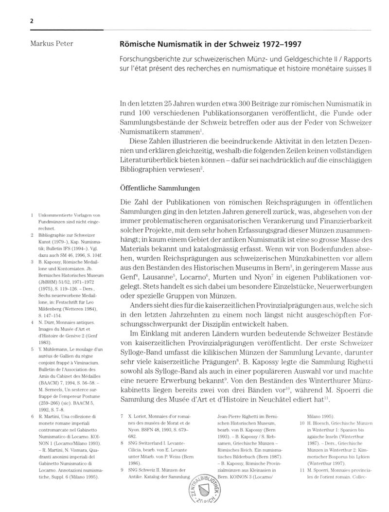E-Periodica - Römische Numismatik in der Schweiz 1972-1997