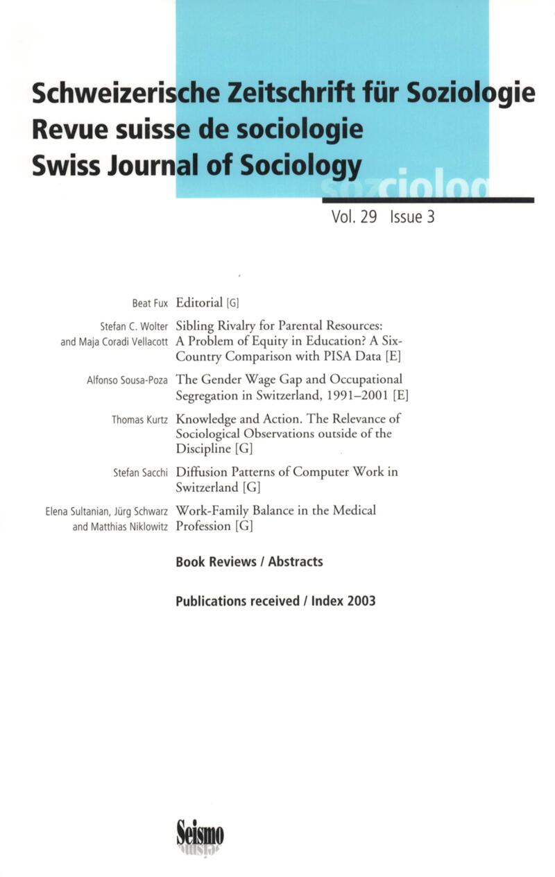 E-Periodica - Schweizerische Zeitschrift für Soziologie = Revue suisse de  sociologie = Swiss journal of sociology
