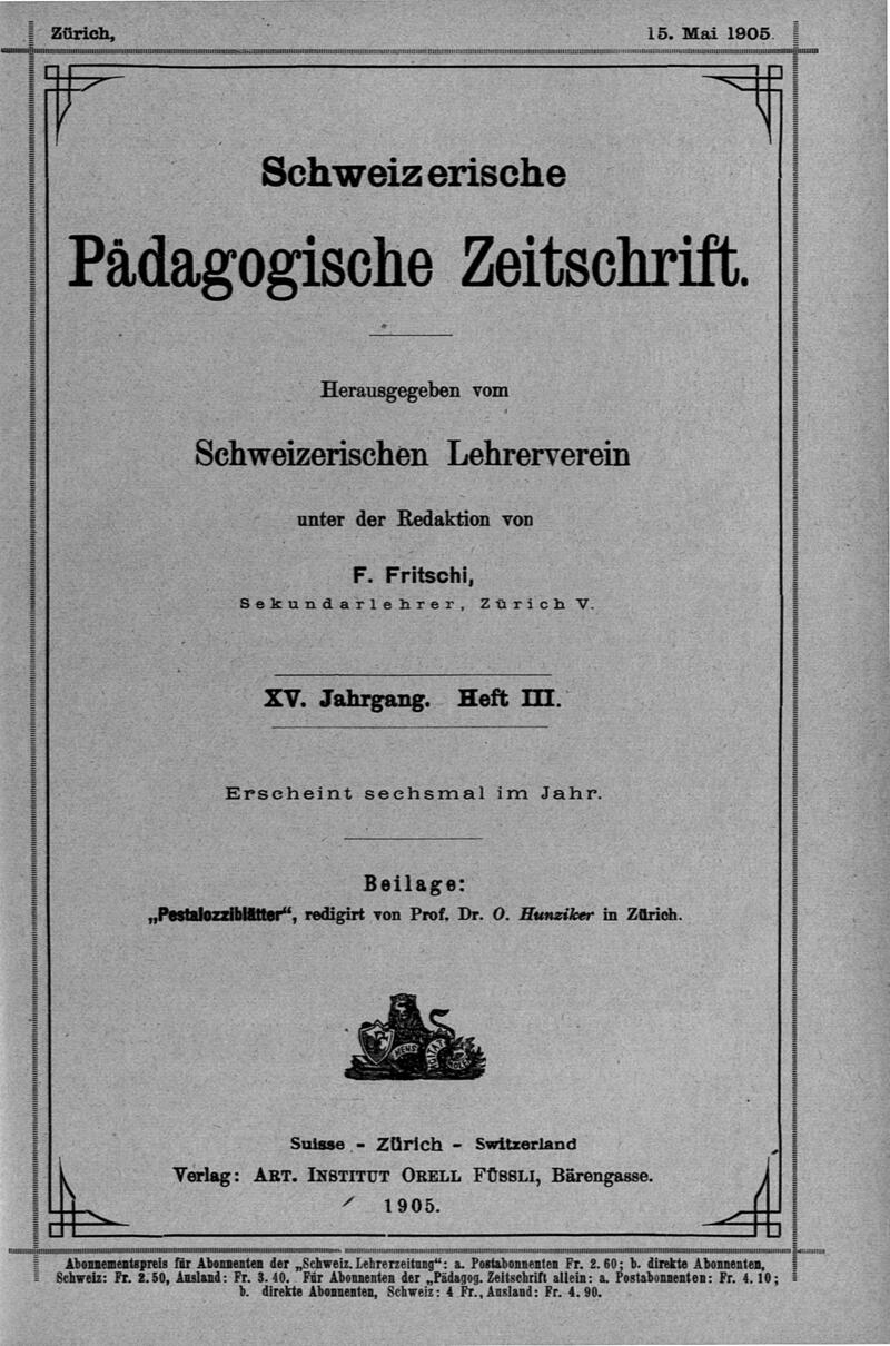 E-Periodica - Schweizerische pädagogische Zeitschrift